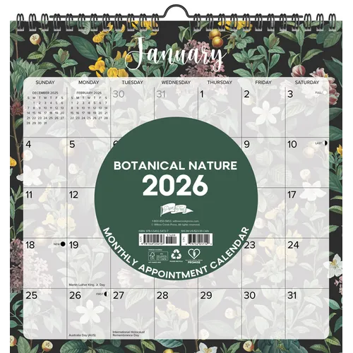 Botanical Nature 2026 12 X 12 Spiral Wall Calendar