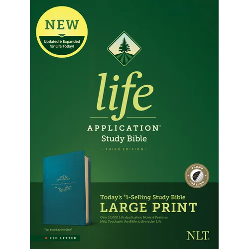 NLT Life Application Study Bible, Third Edition, Large Print (Leatherlike, Teal Blue, Indexed) - Imitation Leather