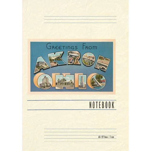 Vintage Lined Notebook Greetings from Akron - Paperback
