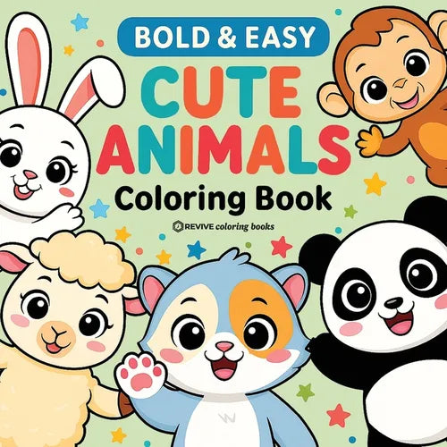 Bold & Easy Cute Animals Coloring Book: Fun Stress Relief Coloring - Paperback