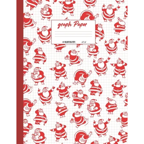 Graph Paper: Vintage Christmas santa theme cover. Large US letter 8.5x11. 5x5 engineering 1/2 inch graphing grid. - Paperback