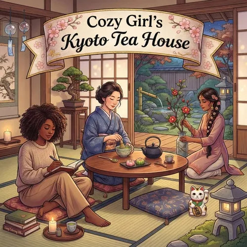 Cozy Girl's Kyoto Tea House: Fun Bold Line Adult Coloring Book Cute Comfy Japanese Zen Designs, Peaceful Daily Homebody Rituals Creative Screen-Free W - Paperback