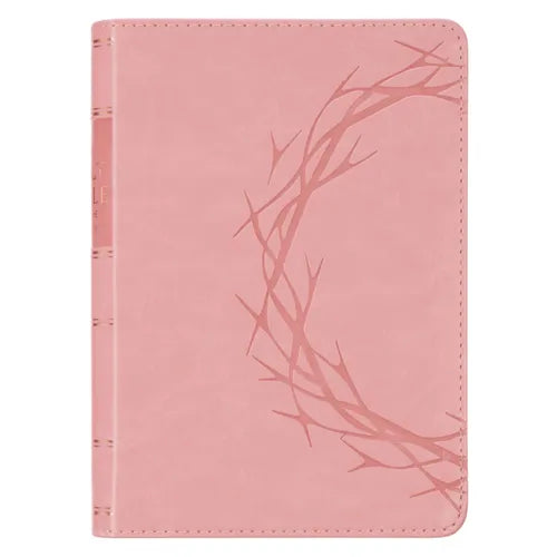 KJV Holy Bible, Compact Large Print Vegan Leather Red Letter Edition - Ribbon Marker, King James Version, Pink - Spiral