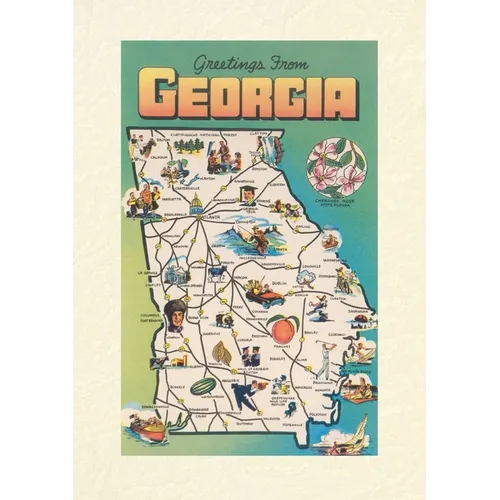 Vintage Lined Notebook Greetings from Georgia, Map