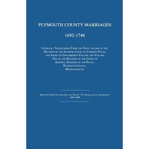 Plymouth County Marriages 1692-1746 - Paperback