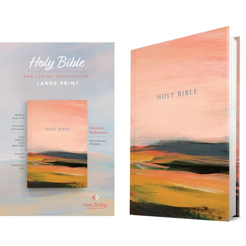 NLT Large Print Slimline Reference Bible (Hardcover, Pink Landscape, Red Letter) - Hardcover