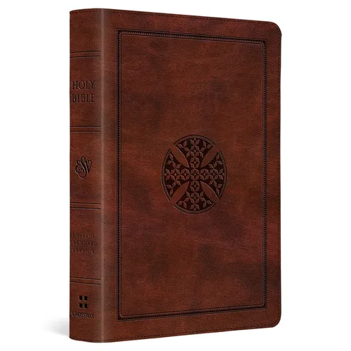 ESV Large Print Compact Bible, Red Letter (Trutone, Brown, Mosaic Cross Design)