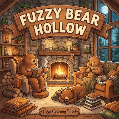 Fuzzy Bear Hollow: A Sweet & Snuggly Coloring Book for Adults Find Your Calm with Cozy Bear Hugs and Hygge-Inspired Vibes for Ultimate Stress Relief - Paperback