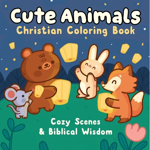 Cute Animals Christian Coloring Book: Cozy Scenes and Biblical Wisdom - Paperback