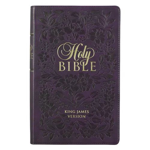 KJV Bible Giant Print Standard-Size (Faux Leather, Purple Floral) - Imitation Leather