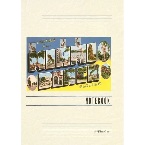 Vintage Lined Notebook Greetings from Miami Beach, Florida - Paperback