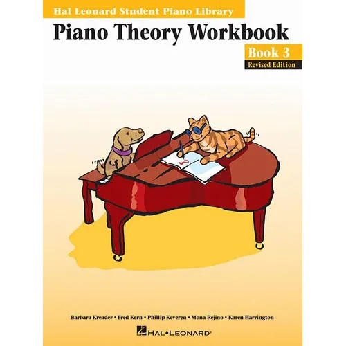 Piano Theory Workbook Book 3 Revised Edition Music Theory and Ear Training for Piano Students Fun Learning with Spike and Party Cat Hal Leonard Studen - Paperback