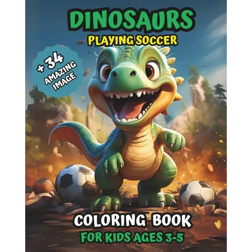 Dinosaurs Coloring Book Playing Soccer: For Kids Ages 3-5 - Paperback